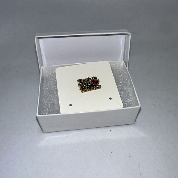 Thank God for‎ Teachers Pin Brooch Apple Red Gold Tone Lapel Religious - Picture 8 of 9